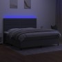 Box spring bed mattress and LED lights light gray fabric 200x200 cm by , Beds and slatted bases - Ref: Foro24-3134982, Price:...