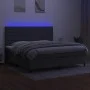Box spring bed mattress and LED lights light gray fabric 200x200 cm by , Beds and slatted bases - Ref: Foro24-3134982, Price:...