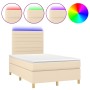 Box spring bed with mattress and LED cream fabric 120x200 cm by , Beds and slatted bases - Ref: Foro24-3135506, Price: 439,64...