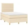 Box spring bed with mattress and LED cream fabric 120x200 cm by , Beds and slatted bases - Ref: Foro24-3135506, Price: 428,73...