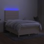 Box spring bed with mattress and LED cream fabric 120x200 cm by , Beds and slatted bases - Ref: Foro24-3135506, Price: 439,64...