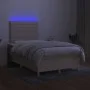 Box spring bed with mattress and LED cream fabric 120x200 cm by , Beds and slatted bases - Ref: Foro24-3135506, Price: 428,73...
