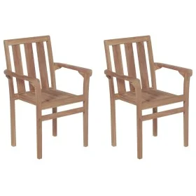 Stackable garden chairs, 2 units, solid teak wood by vidaXL, Garden chairs - Ref: Foro24-43041, Price: 246,65 €, Discount: %