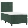 Box spring bed with mattress and LED dark green velvet 100x200cm by , Beds and slatted bases - Ref: Foro24-3136170, Price: 35...