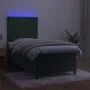 Box spring bed with mattress and LED dark green velvet 100x200cm by , Beds and slatted bases - Ref: Foro24-3136170, Price: 35...