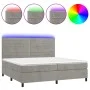 Box spring bed with mattress and LED light gray velvet 200x200 cm by , Beds and slatted bases - Ref: Foro24-3136203, Price: 5...