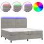 Boxspringbett mit Matratze und hellgrauem LED-Samt 200x200 cm von , Betten und Lattenroste - Ref: Foro24-3136203, Preis: 592,...