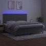 Box spring bed with mattress and LED light gray velvet 200x200 cm by , Beds and slatted bases - Ref: Foro24-3136203, Price: 5...