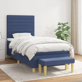 Box spring bed with blue fabric mattress 90x200 cm by , Beds and slatted bases - Ref: Foro24-3137211, Price: 374,79 €, Discou...