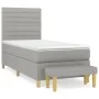 Box spring bed with light gray fabric mattress 90x200 cm by , Beds and slatted bases - Ref: Foro24-3137205, Price: 350,21 €, ...