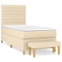 Box spring bed with cream fabric mattress 100x200 cm by , Beds and slatted bases - Ref: Foro24-3137218, Price: 379,40 €, Disc...