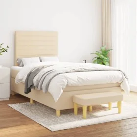 Box spring bed with cream fabric mattress 120x200 cm by , Beds and slatted bases - Ref: Foro24-3137226, Price: 457,00 €, Disc...