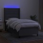 Boxspringbettmatratze und LED-Leuchten dunkelgrauer Stoff 100x200 cm von , Betten und Lattenroste - Ref: Foro24-3138374, Prei...