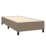 Cama box spring colchón y luces LED tela gris taupe 90x200 cm