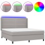 Boxspringbettmatratze und LED-Leuchten hellgrauer Stoff 180x200 cm von , Betten und Lattenroste - Ref: Foro24-3138413, Preis:...