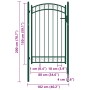 Puerta de jardín con arco superior acero verde 100x150 cm