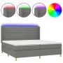 Box spring bed mattress and LED lights light gray fabric 200x200 cm by , Beds and slatted bases - Ref: Foro24-3138982, Price:...