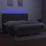 Box spring bed mattress and LED lights light gray fabric 200x200 cm by , Beds and slatted bases - Ref: Foro24-3138982, Price:...