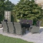 Juego de comedor de jardín 9 piezas gris claro