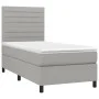 Box spring bed with light gray fabric mattress 90x200 cm by , Beds and slatted bases - Ref: Foro24-3141825, Price: 320,75 €, ...