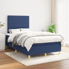 Box spring bed with blue fabric mattress 120x200 cm by , Beds and slatted bases - Ref: Foro24-3142407, Price: 423,21 €, Disco...