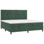 Cama box spring con colchón terciopelo verde oscuro 200x200 cm