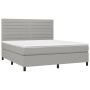 Box spring bed with light gray fabric mattress 180x200 cm by , Beds and slatted bases - Ref: Foro24-3141873, Price: 602,79 €,...