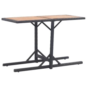 Solid acacia wood garden table with black synthetic rattan by , Garden tables - Ref: Foro24-46456, Price: 69,01 €, Discount: %