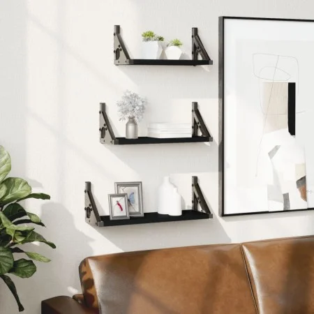 Estantes de pared 3 pzas madera de ingeniería negro de , Estantes y estanterías - Ref: Foro24-836318, Precio: 20,84 €, Descue...