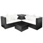 4-piece garden furniture set with black synthetic rattan cushions by vidaXL, Garden sets - Ref: Foro24-42893, Price: 465,51 €...