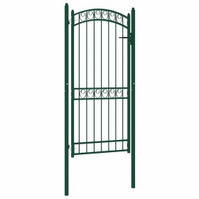 Puerta de jardín con arco superior acero verde 100x200 cm