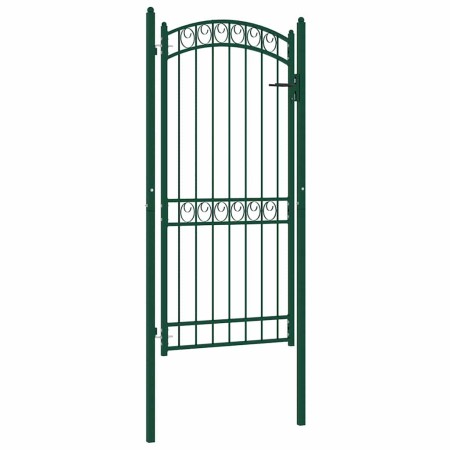 Puerta de jardín con arco superior acero verde 100x200 cm
