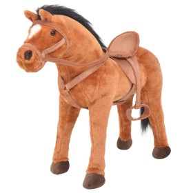 Caballo de juguete de pie de peluche marrón