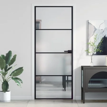Puerta interior delgada negra vidrio y aluminio 83x201,5 cm de , Puertas para el hogar - Ref: Foro24-155118, Precio: 234,43 €...