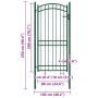 Puerta de jardín con arco superior acero verde 100x200 cm