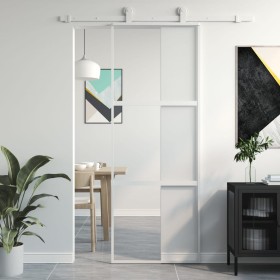 Weiße Schiebetür aus gehärtetem Glas und Aluminium, 76 x 205 cm von , Türen für zu Hause - Ref: Foro24-155204, Preis: 139,63 ...
