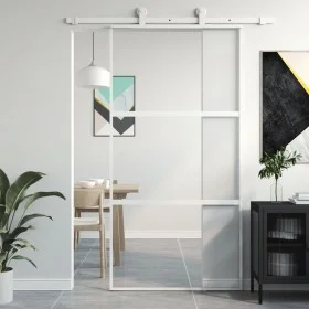 Weiße Schiebetür aus gehärtetem Glas und Aluminium, 102,5 x 205 cm von , Türen für zu Hause - Ref: Foro24-155206, Preis: 161,...