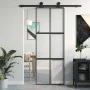 Schiebetür aus gehärtetem Glas und schwarzem Aluminium, 76 x 205 cm von , Türen für zu Hause - Ref: Foro24-155210, Preis: 146...