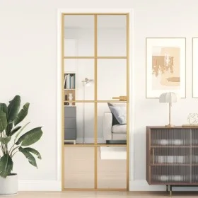 Goldene Innentür aus gehärtetem Glas und Aluminium, 76 x 201,5 cm von , Türen für zu Hause - Ref: Foro24-155140, Preis: 184,8...