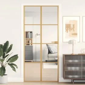 Goldene Innentür aus gehärtetem Glas und Aluminium, 93 x 201,5 cm von , Türen für zu Hause - Ref: Foro24-155142, Preis: 171,5...