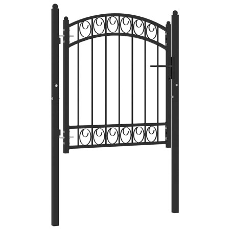 Puerta de jardín con arco superior acero negro 100x100 cm