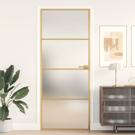 Goldene Innentür aus gehärtetem Glas und Aluminium, 83 x 201,5 cm von , Türen für zu Hause - Ref: Foro24-155137, Preis: 202,3...