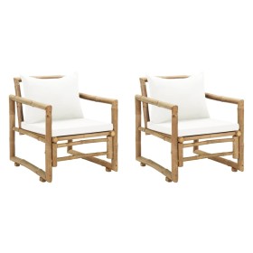Sillas de jardín con cojines 2 unidades bambú de vidaXL, Sillas de jardín - Ref: Foro24-43158, Precio: 191,88 €, Descuento: %