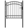 Puerta de jardín con arco superior acero negro 100x100 cm