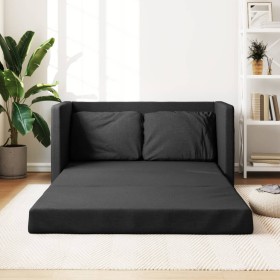 Sofá cama de suelo 2 en 1 tela negro 112x174x55 cm