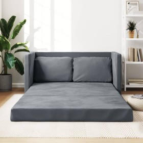Bodenschlafsofa 2 in 1 dunkelgrauer Samt 122x204x55 cm von , Sofas - Ref: Foro24-353958, Preis: 210,88 €, Rabatt: %