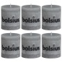 Bolsius Velas rústicas 6 unidades gris claro 80x68 mm