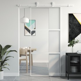Schiebetür aus gehärtetem Glas und weißem Aluminium 90x205 cm von , Türen für zu Hause - Ref: Foro24-155205, Preis: 172,21 €,...