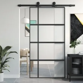 Schiebetür aus gehärtetem Glas und schwarzem Aluminium 102,5x205 cm von , Türen für zu Hause - Ref: Foro24-155230, Preis: 246...