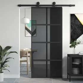 Schiebetür aus gehärtetem Glas und schwarzem Aluminium 90x205 cm. von , Türen für zu Hause - Ref: Foro24-155226, Preis: 228,1...